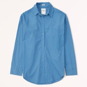 Abercrombie & Fitch Blue Oversized Poplin Button-Up Shirt